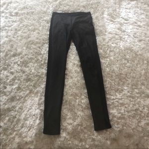 Faux leather front leggings